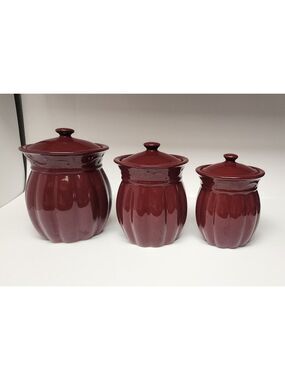 Celebrating Home 3Pc Vintage Berry Red Cookie Jar Canisters